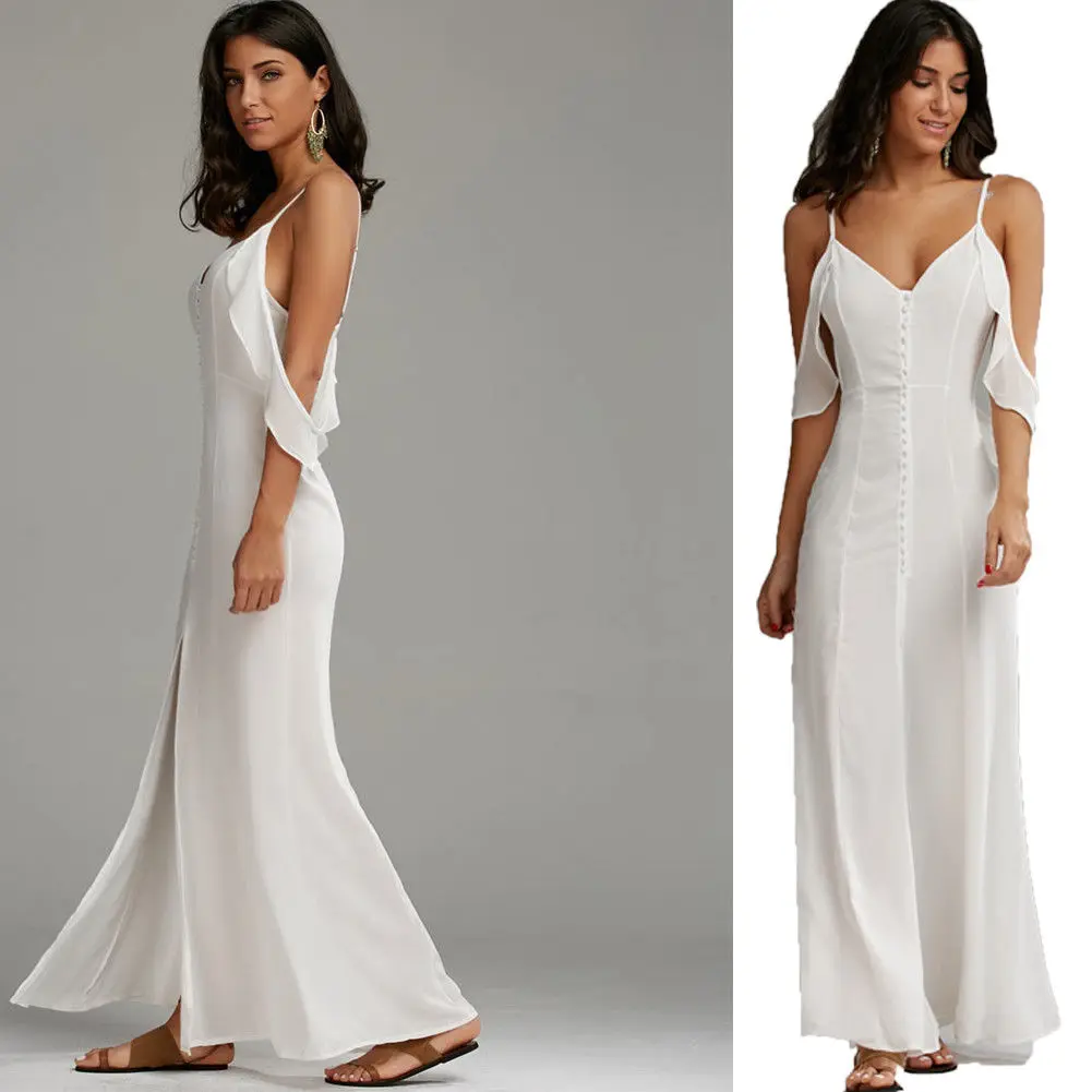 Женское длинное шифоновое платье без рукавов | Женская одежда