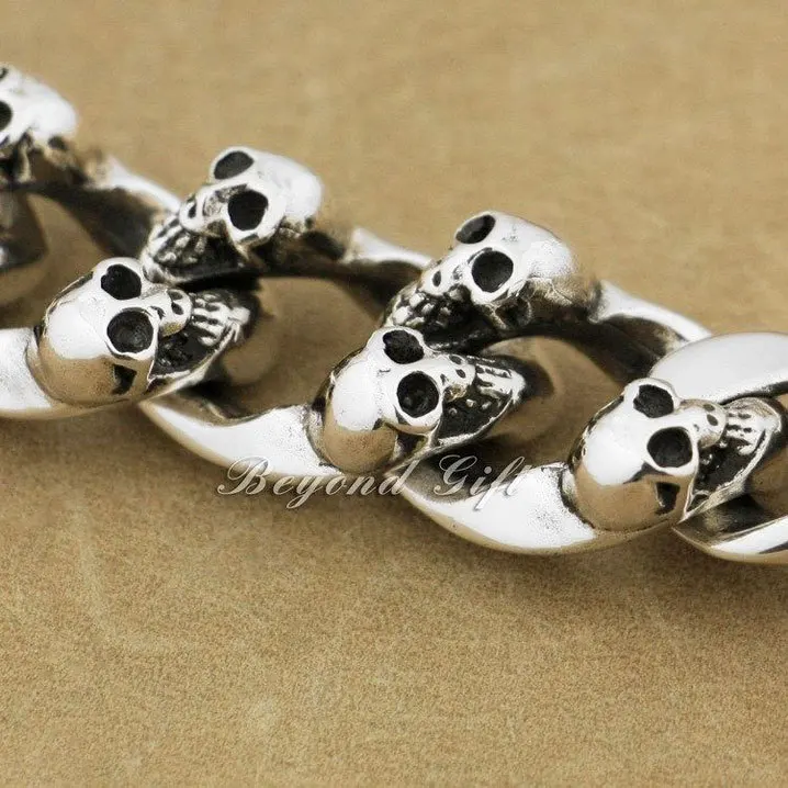 Мужской брелок с черепом в стиле панк из стерлингового серебра 925 пробы|keyring