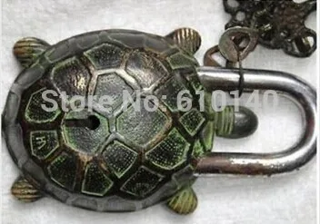 Китайский Ручной наследие Древности большой медь выгравированы замок черепаха