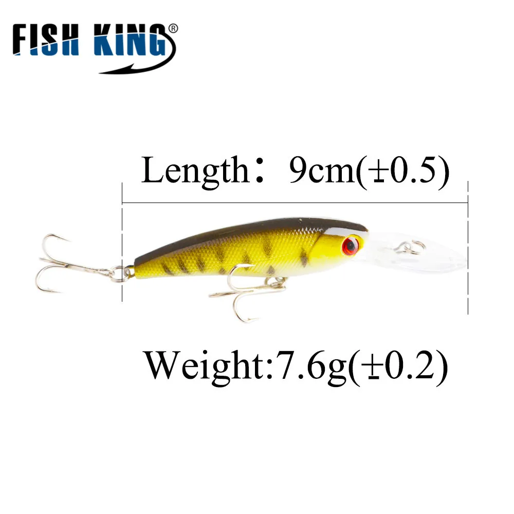 Рыбы король рыболовные приманки 1 шт. Minnow 7 6g 90 мм 0 5 м глубина колебание плавающая