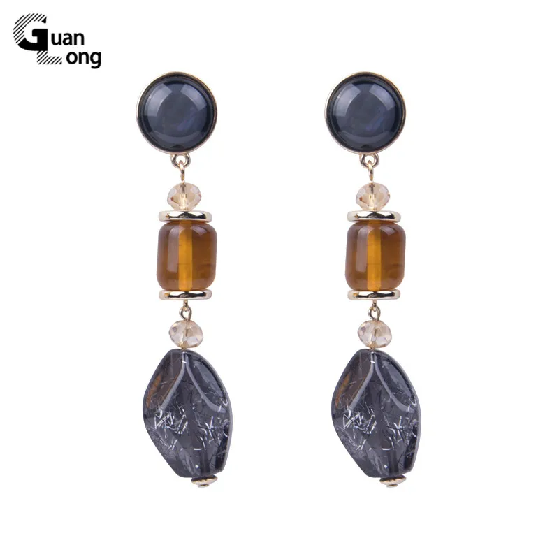 GuanLong Long Acrylic Designer Dangling Earrings Fashion Jewelry for Women Sparkling Big Geometric Statement Drop Earring Brinco | Украшения