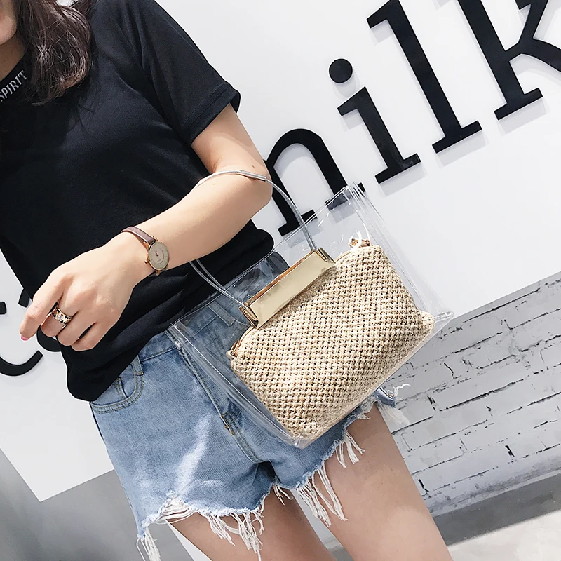 TekiEssica Летняя Пляжная сумка из ПВХ прозрачные сумки тоут голографические Золотая