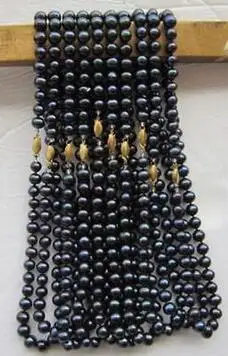 

wholesale natural 10PC/lot 7-8mm Black Tahitian pearl necklace 18"