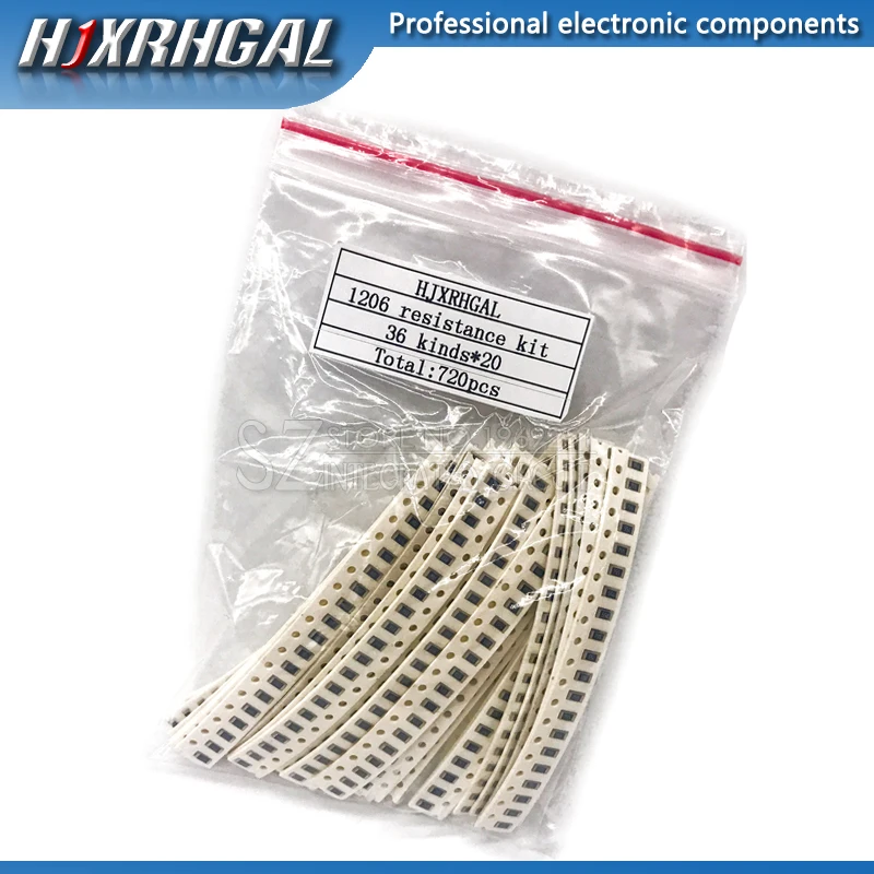 36 значение * 20 шт. = 7 1206 SMD комплект резисторов 1/4 Вт 0 25 5% 1 Ом ~ 10 МОм набор