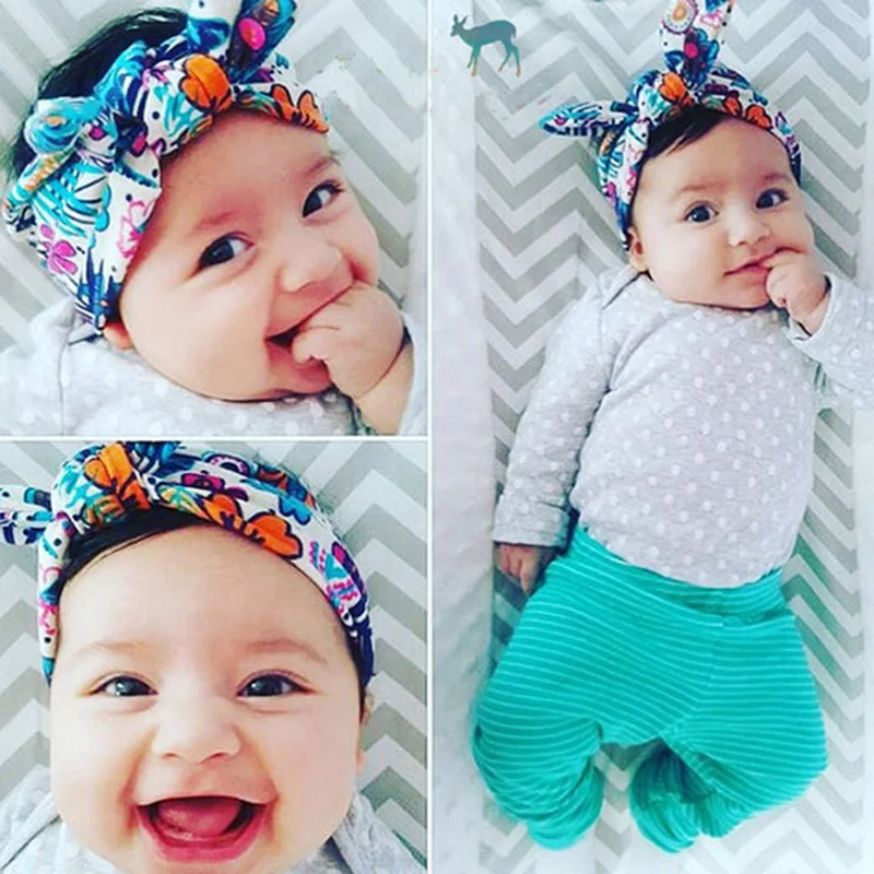 Новинка Детский Малыш новорожденный младенец богемный кролик уши тюрбан Узелок