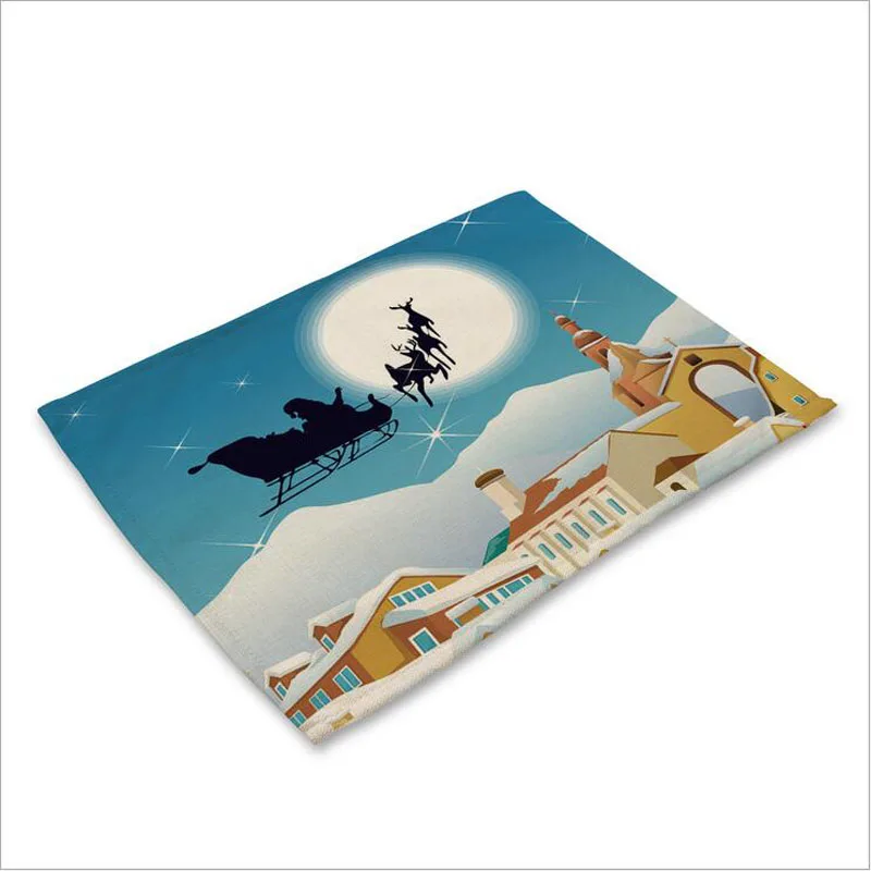 Christmas Santa Claus placemat Fabric coaster Table decoration mat Kitchen Posavasos Manteles individuales Onderzetters H315 | Дом и сад