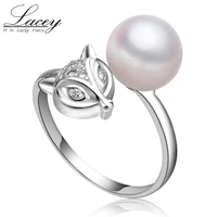 real natural pearl rings 925 silver fox ring with natural pearl rings for women daughter birthday gift white pink purple