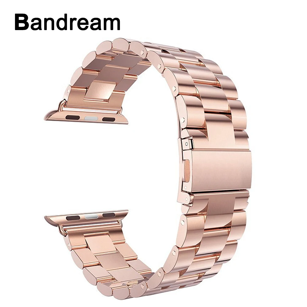 Ремешок из нержавеющей стали для iWatch Apple Watch, 38 мм, 40 мм, 42 мм, 44 мм, серия 5, 4, 3, 2, 1, ремешок на запястье, браслет из розового золота