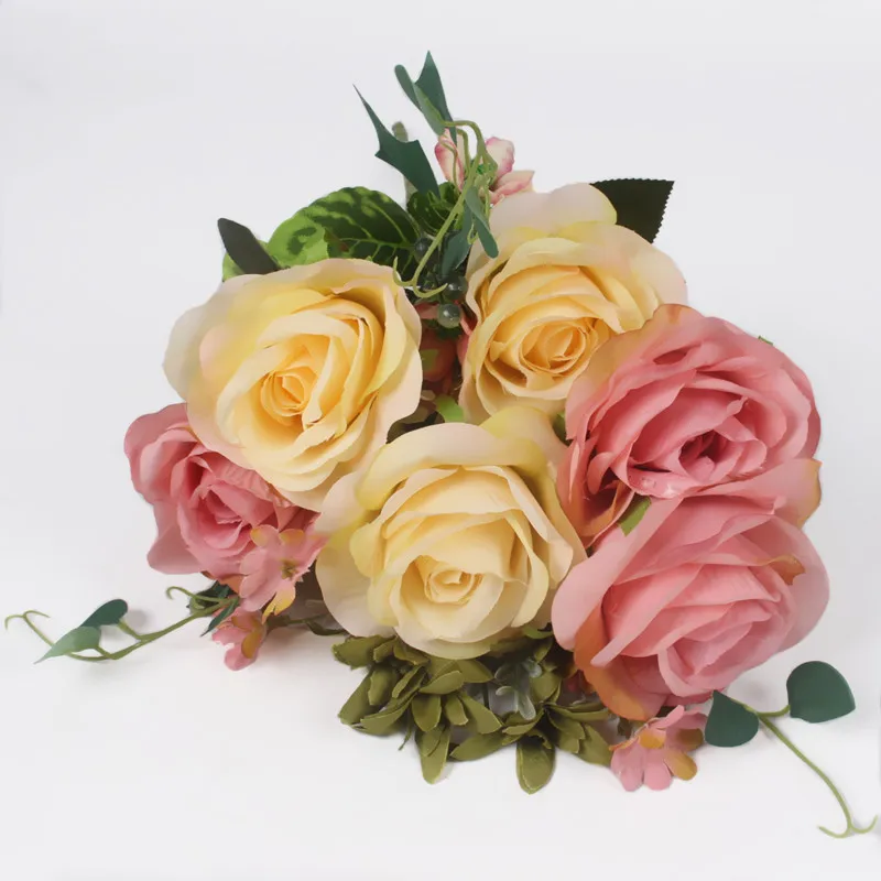 Искусственный Французский цветочный букет из роз JAROWN композиция шелковых цветов