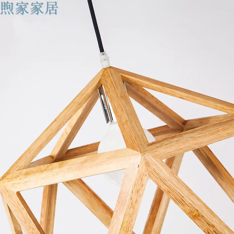 Японский подвесной светильник из цельного дерева для столовой кухни острова