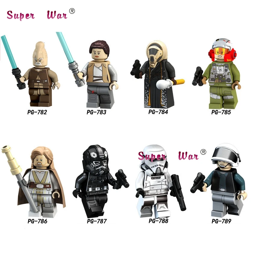 PG782-789 1 комплект серии 3 Leia Skywalker Yoda C3PO R2D2 Дарт Вейдер строительные блоки игрушки для детей - Цвет: PG782-789