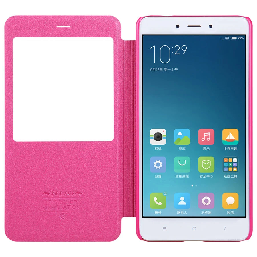 Кожаный чехол книжка NILLKIN Sparkle Series Smart View Window для Xiaomi Redmi Note 4 телефона с функцией