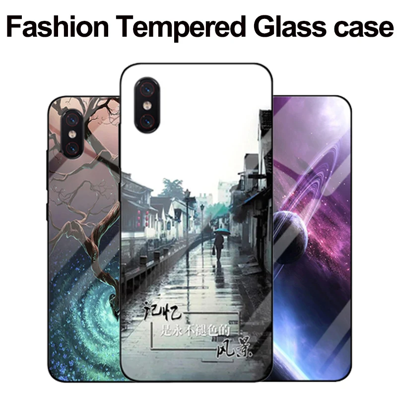 Чехол для xiaomi mi 8 с градиентом отпечатков пальцев чехол из закаленного стекла mi8 ud
