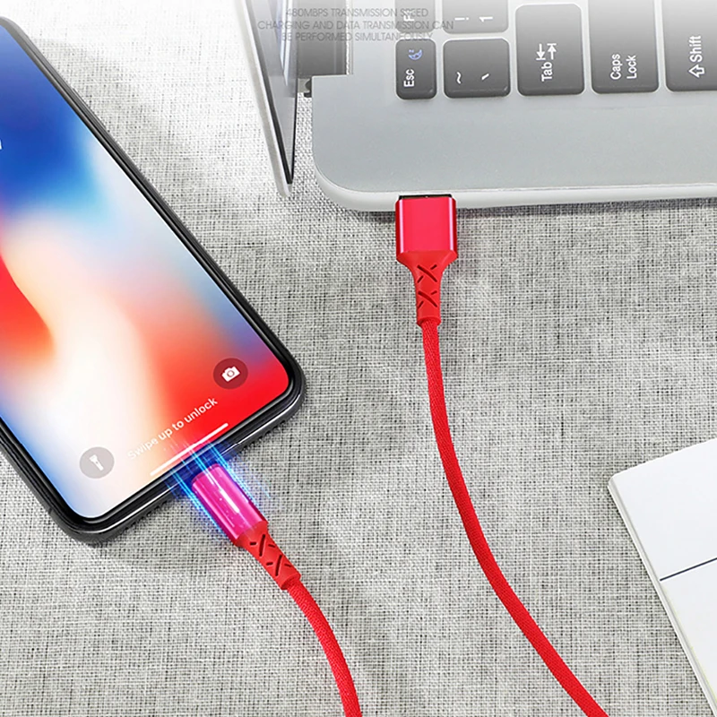 NOHON USB нейлоновый зарядный кабель для iPhone X 10 8 7 6 5 Plus XS MAX XR освещение шнур со