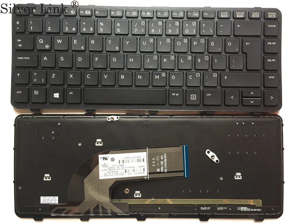 TR Турецкая подсветка клавиатура для ноутбука HP ProBook 450G1 455G1 470G1 450G2 455G2 470G2 с черной