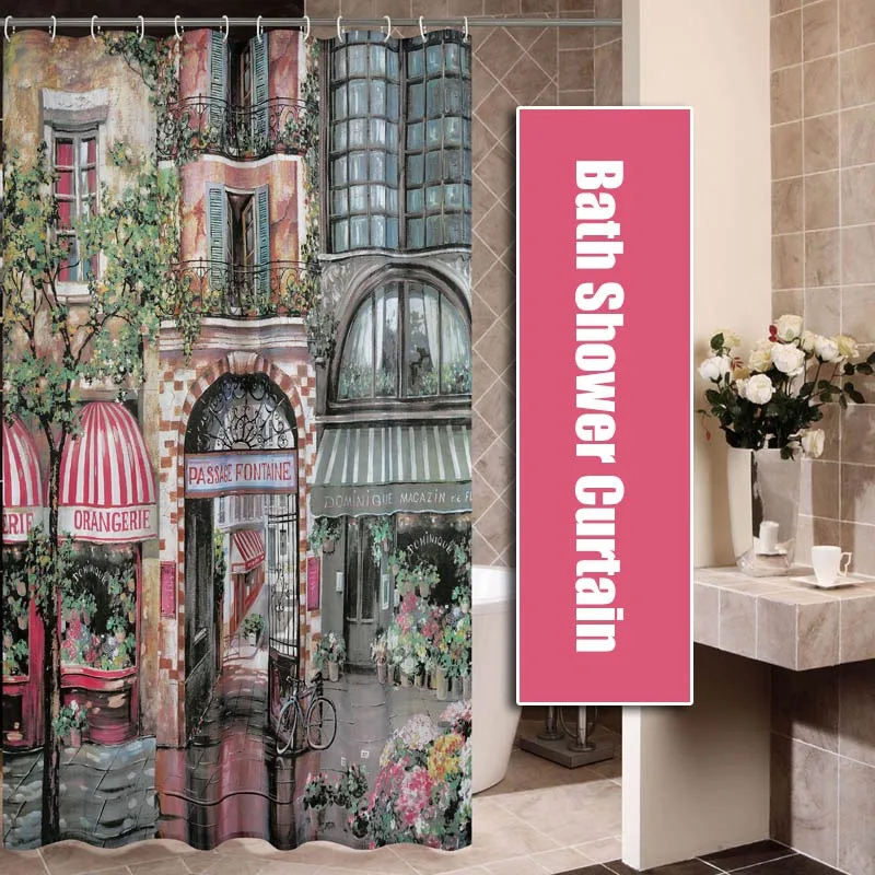 Европа душ Шторы водонепроницаемый и плесени доказательство пейзаж|curtains