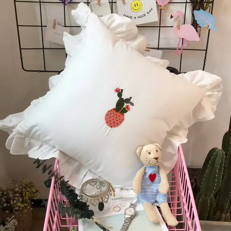 Новая Милая Белая хлопковая декоративная подушка для тела в Корейском стиле с