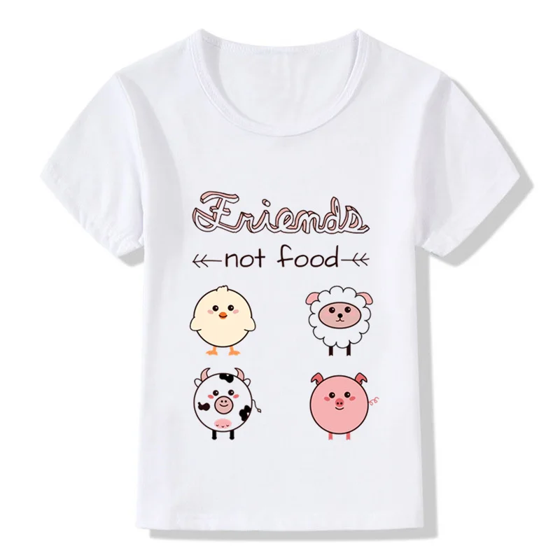Animals Are Friends Not Food Design/Детские Забавные футболки топы для маленьких мальчиков и