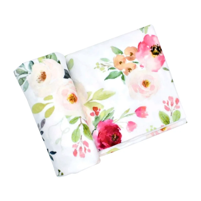 Одеяло для новорожденного с акварельным цветочным принтом негабаритное
