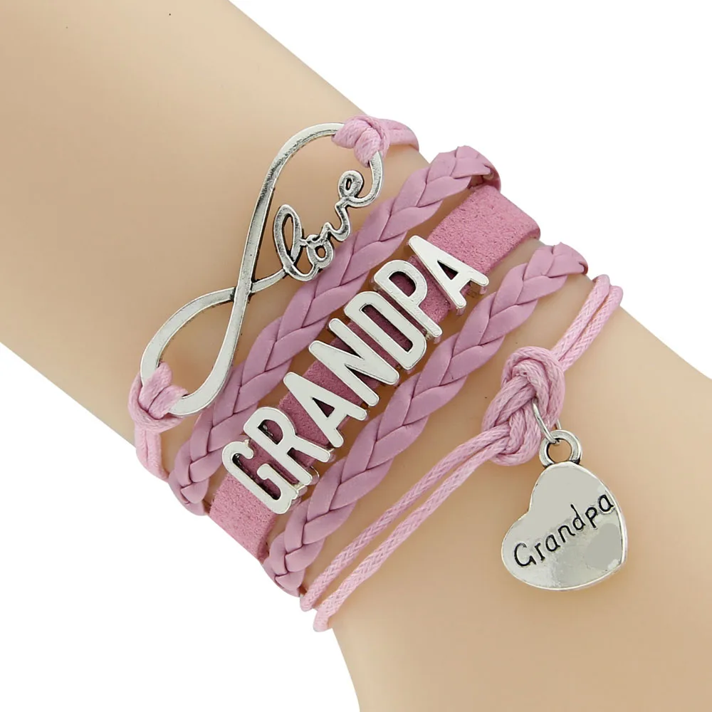 Бесконечность любовь плетеный шнур браслет с надписью дедушка семья Catena 2017 Новый