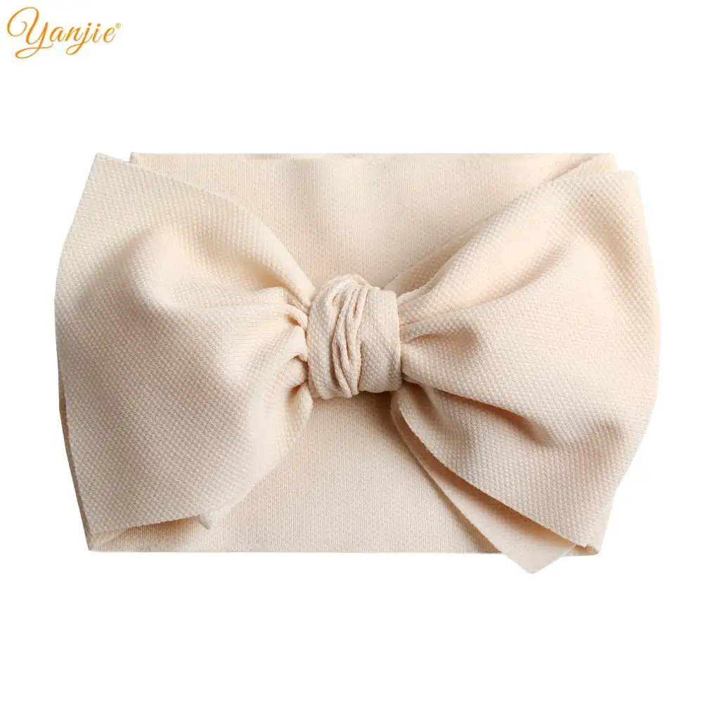 7 inch bow-ivory 7 дюймовая повязка на голову с большим бантом для девочек, г., однотонные большие банты для волос, эластичные тюрбан, повязка на голову, детский топ с бантом, повязка на голову, аксессуары для волос - Цвет: 7 inch bow-ivory