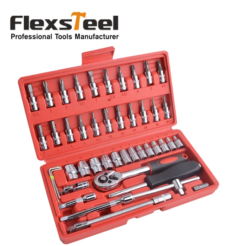 46 шт. набор инструментов для авто Набор Торцевых Головок С 1/4 &quotХраповик Ключ