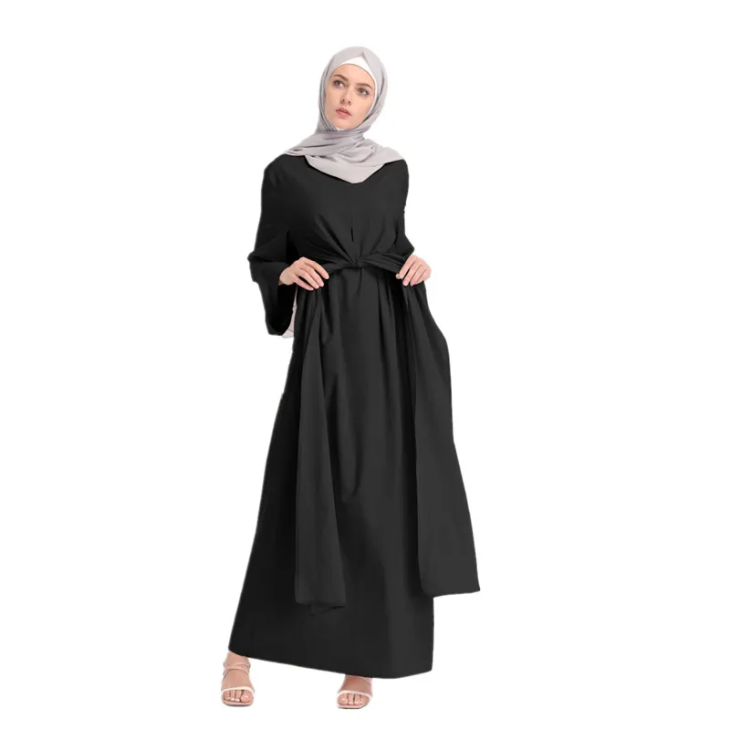 Женский мусульманский Дубай свободный пояс Abayas Арабская Женская мода платье арабский турецкий кафтан женская одежда