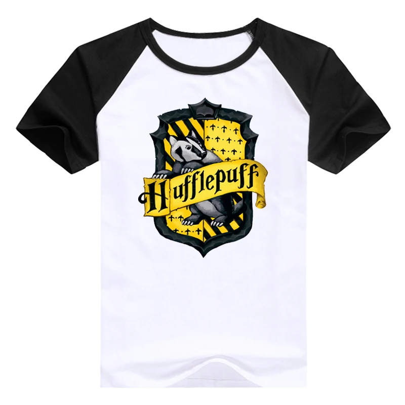 Футболка женская Волшебная школа Слизерин/Hufflepuff/Ravenclaw/Gryffindor College badge blusa хлопковая