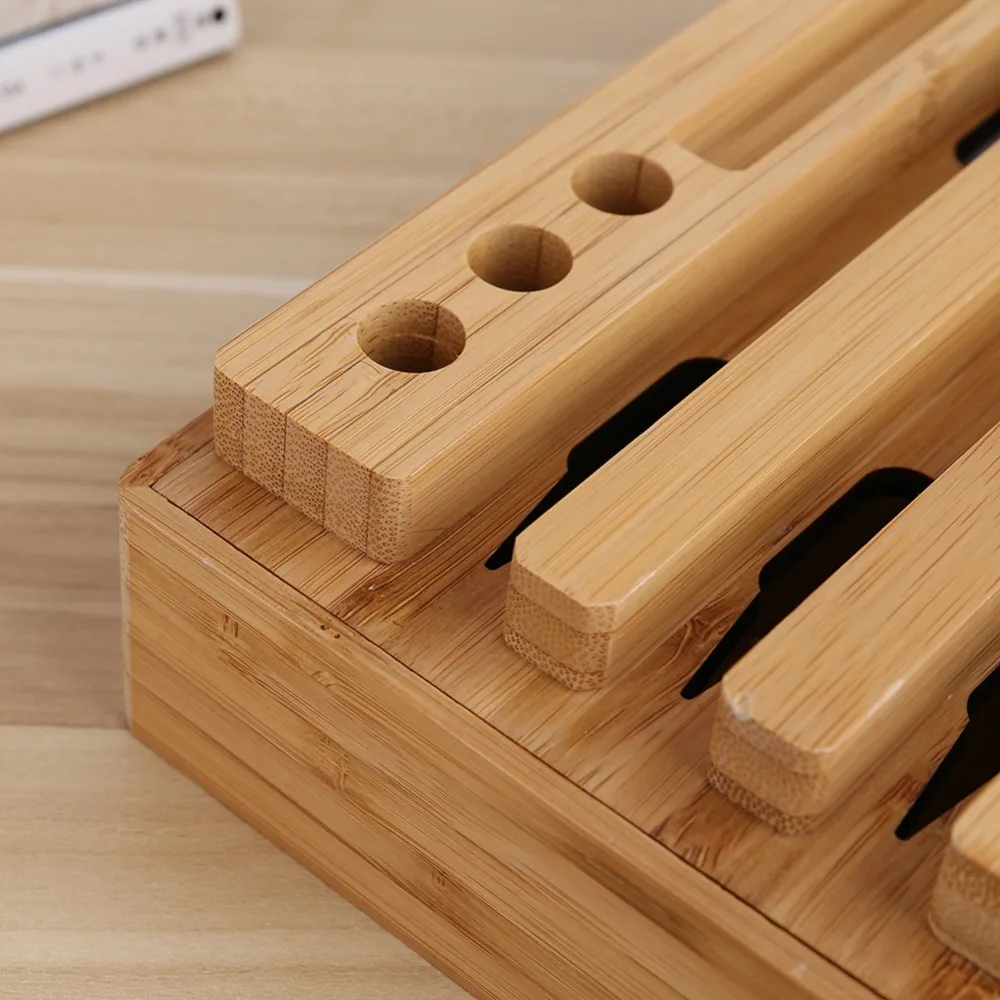 Evfun 4 порта деревянная быстрая зарядная станция 5V 6A Bamboo настольная док для iphone android
