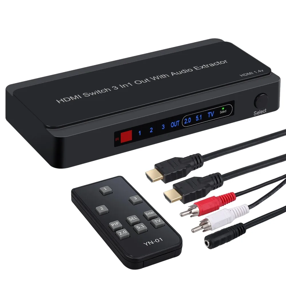 Neoteck 3x1 HDMI коммутатор с аудио экстрактором конвертер аналоговый оптический Toslink SPDIF выход поддержка 4 к 3D 1080P PIP с RCA выход