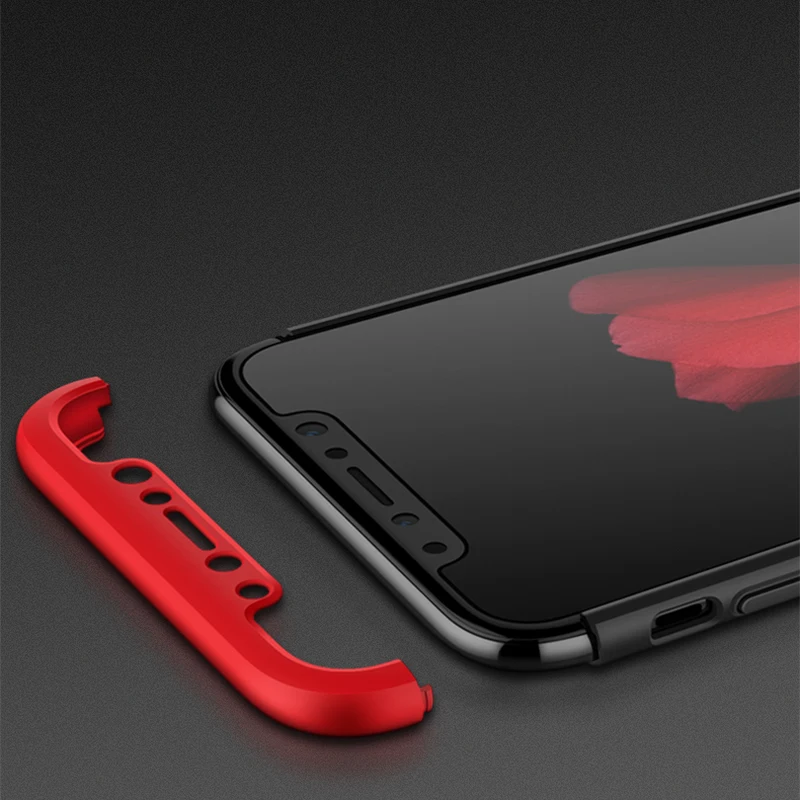 Трехсекционный чехол 3 в 1 для Apple iPhone X 8 7 6S Plus 5S SE 360 полноразмерный глянцевый