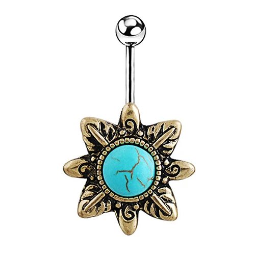 Retro Natural Belly Button Navel Bar Ring Body Piercing Barbell Gift 741S | Украшения и аксессуары
