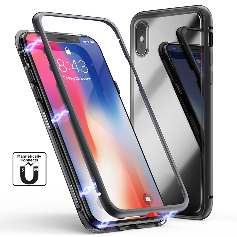 Magnetic Adsorption Metal Case For Samsung Galaxy S10 5G Lite M10 M20 M30 Tempered Glass Back Magnet Cover for S9 A70 |