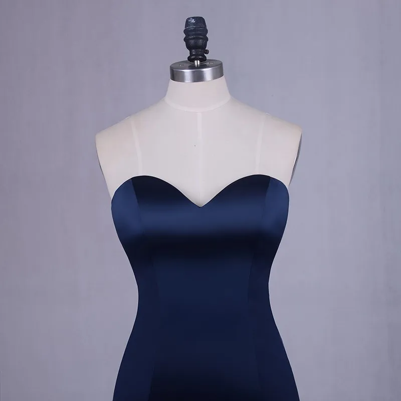 Дешевое и простое длинное вечернее платье 2018 милое темно синее Русалка для