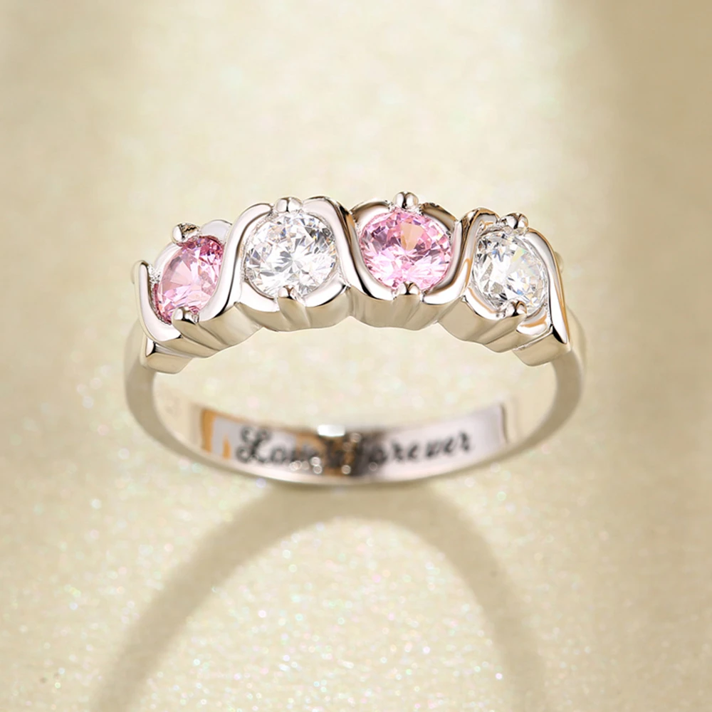 Sweey Dropshipping Personalaized Jewelry Engraving Name-Birthstones Ring 4 Birthstones Hugs and Kisses XoXo Gift for Mother |