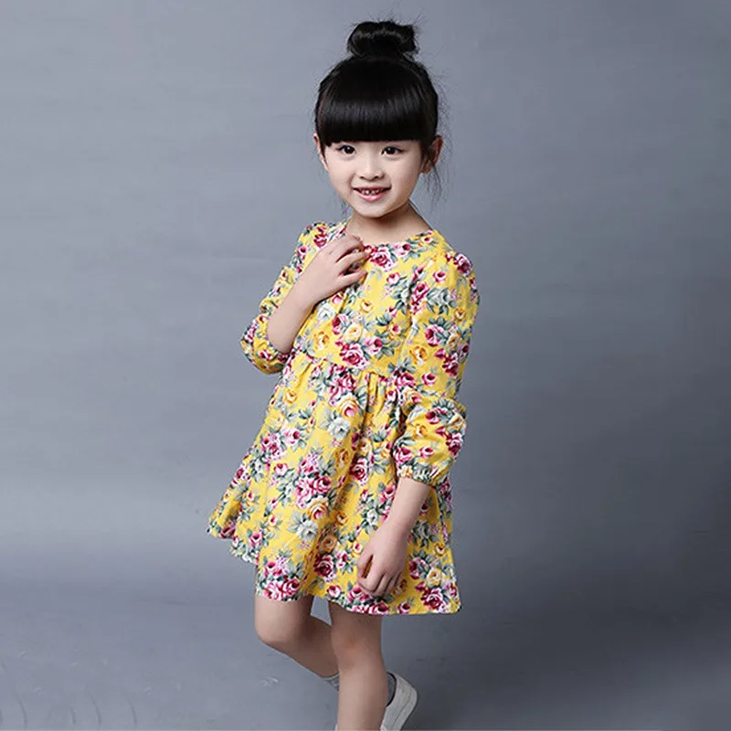 Fashion 2-7Y Toddler Kids Girls Long Sleeve Floral Dress Casual Party Wedding Tutu | Детская одежда и обувь