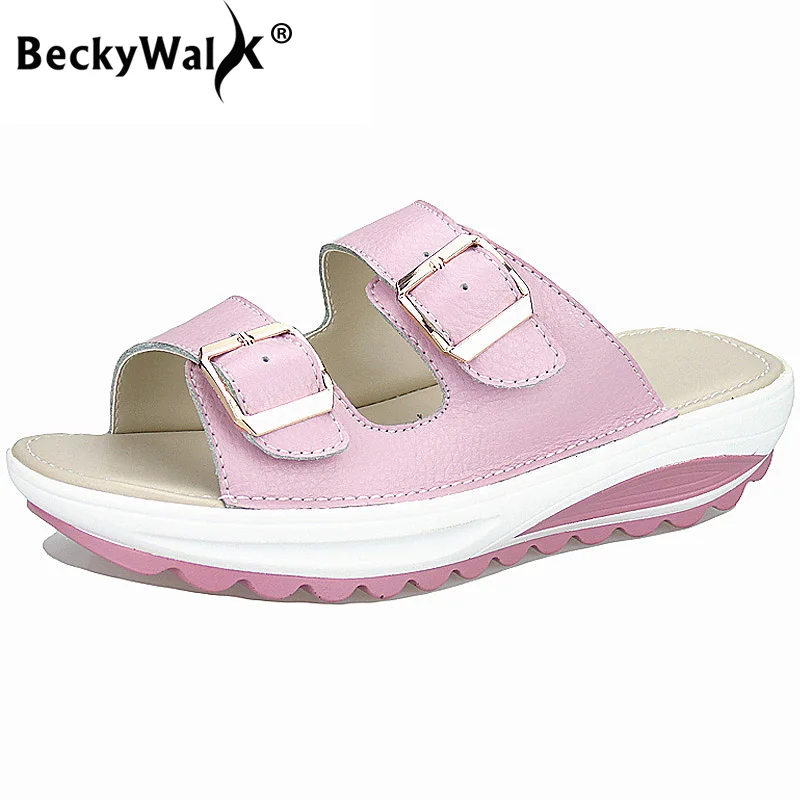 Сандалии BeckyWalk WSH2725 женские из натуральной кожи пляжные тапочки на танкетке