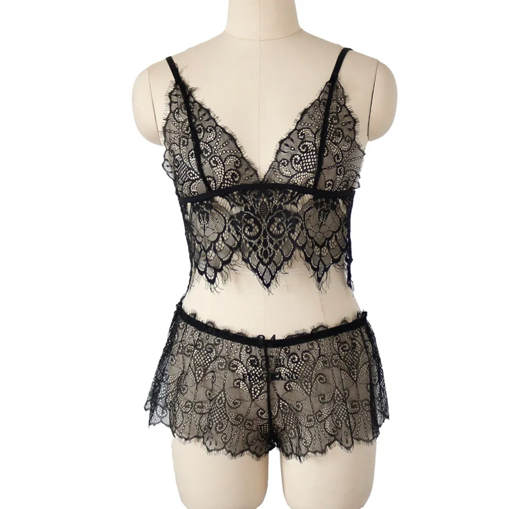 Женский черный кружевной бюстгальтер комплект нижнего белья сексуальное нижнее