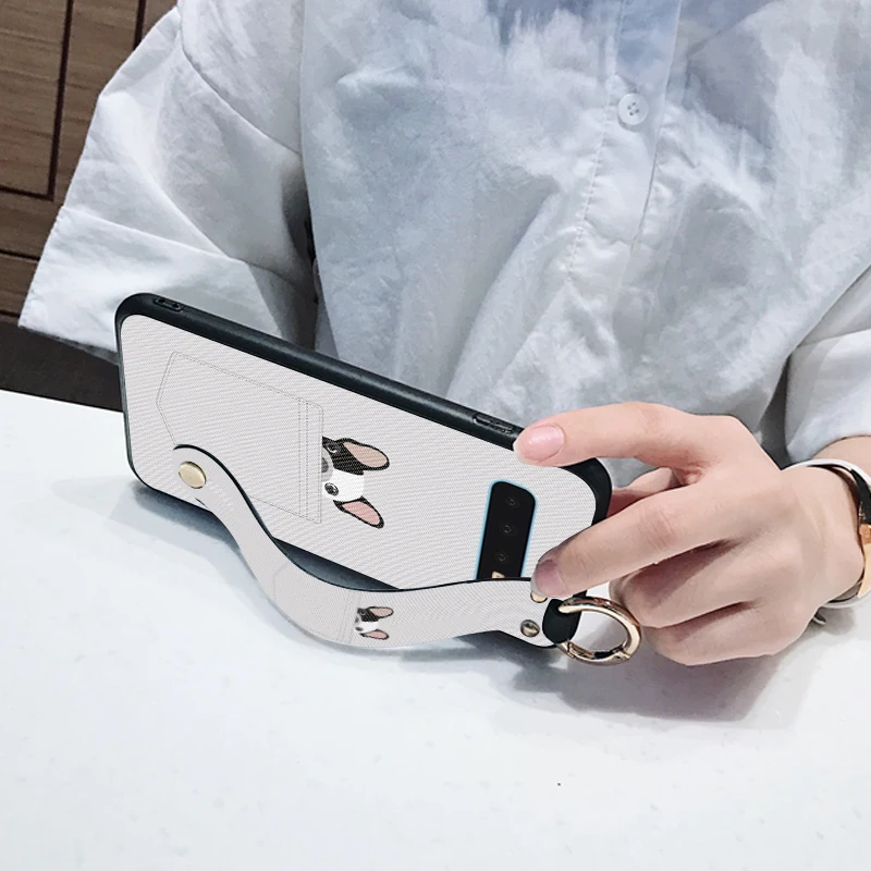Мягкий чехол из ТПУ на ремне для Samsung Galaxy S8 S9 S10 Plus милый Карманный накладка с