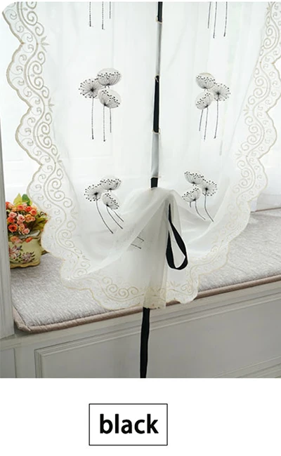 width 80 cm Embroidery Terylene Tulle Sheer Roman Curtains for Window Treatmen Home Decor Chic Country Style Short Curtain - Цвет: width 80 cm