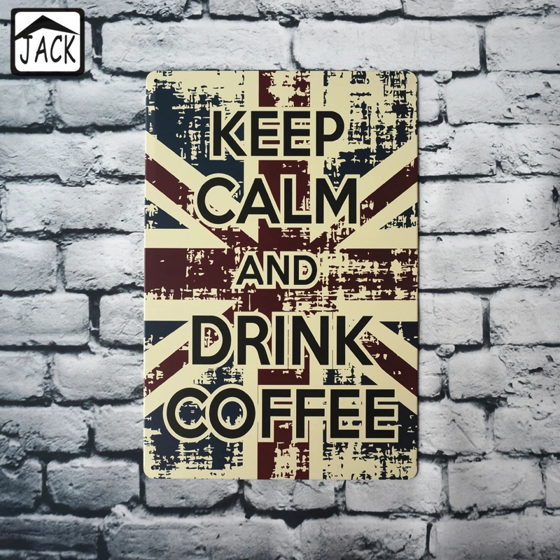 KEEP CALM AND DRINK COFFEE винтажная металлическая жестяная вывеска магазин кафе клуб 20X30 см