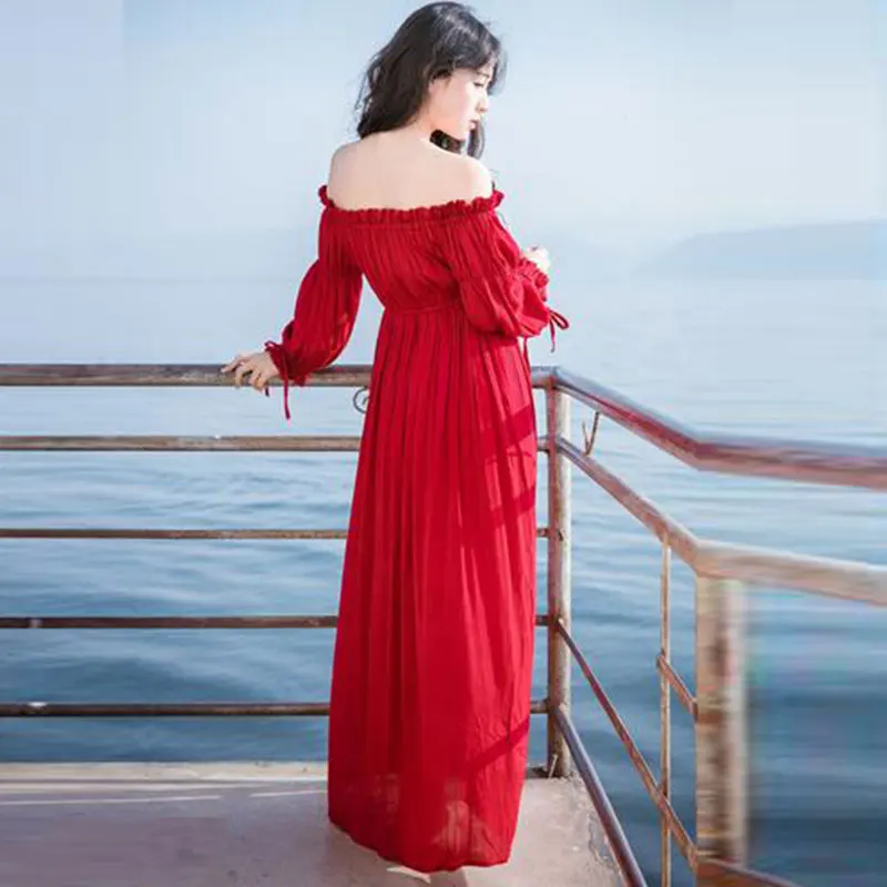 Высокое качество 2018 весна осень подиумное Макси Платье женское с длинным рукавом