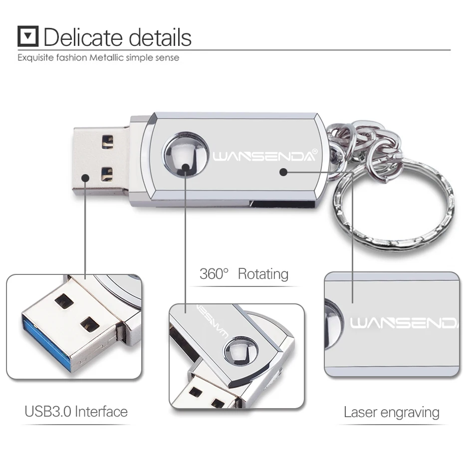 Новый WANSENDA USB 3 0 флэш накопитель Вращающаяся ручка 16 Гб оперативной памяти 32