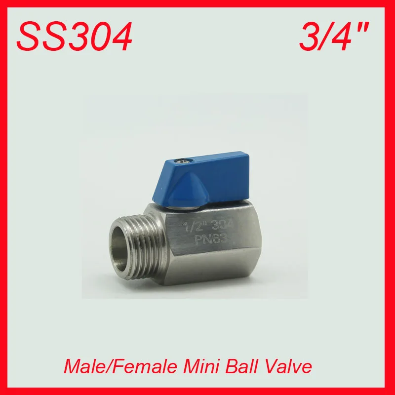 

3/4" Stainless Steel SS304 One Piece NPT Male/Female Mini Ball Valve 10pcs/lot