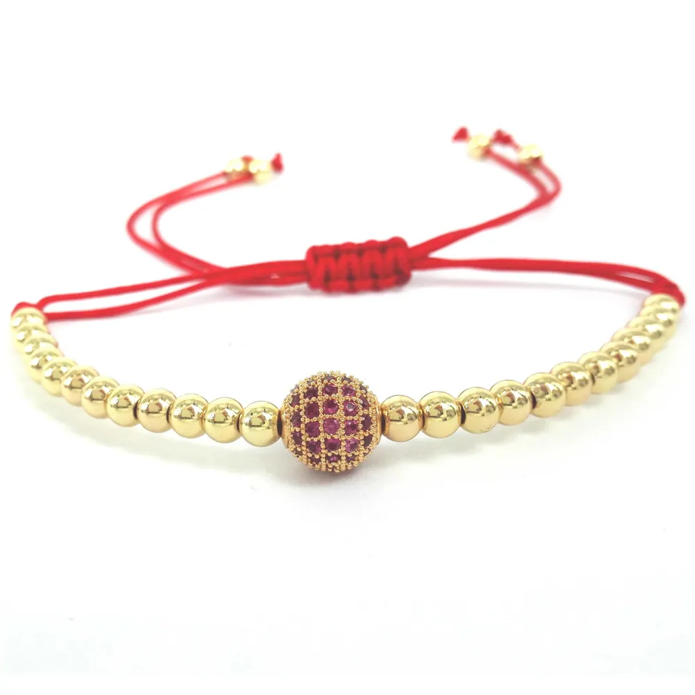 Совершенно новые браслеты 8 мм микро паве фуксия CZ бусины и 4 круглые медные