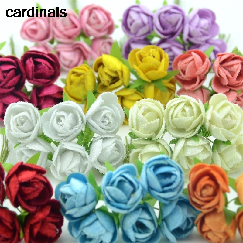 

60pcs Mini Artificial Bud Silk Rose Flowers Bouquet Scrapbooking Home Wedding Car Party Decoration DIY Handmade Wreaths