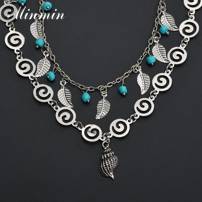 Женские многослойные браслеты Minmin Boho пляжные с подвеской в виде листа черепахи