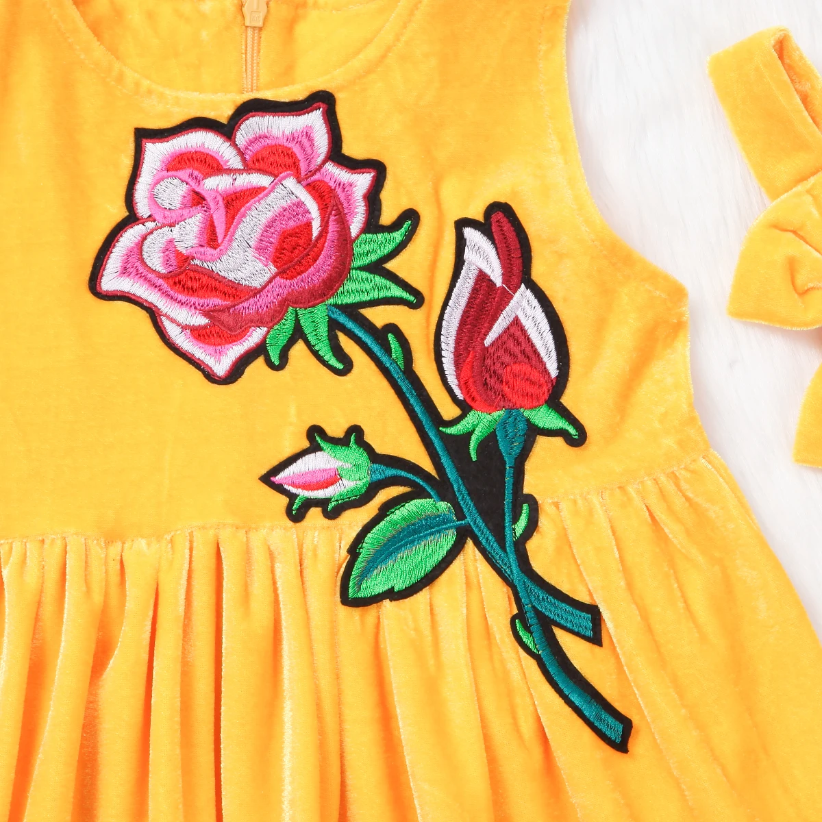 2018 new Child Baby Girl Kid Floral Ruffles Dress Velvet Ruffle Dresses front short long back Party | Детская одежда и обувь