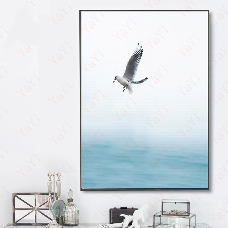 HAOCHU Скандинавское море Цветные Птицы простой тихий синий красивый пейзаж