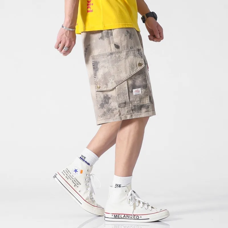 Шорты-карго мужские камуфляжные в стиле хип-хоп модные брюки пэчворк свободные